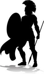 A Spartan or Trojan ancient Greek hoplite warrior silhouette. Could also be a Roman gladiator.