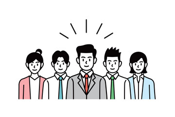 Business team in a positive pose and smiling. Business person illustration.