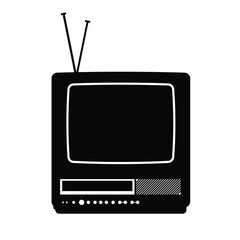 Retro TV Silhouette. Black and White Icon Design Element on Isolated White Background