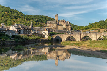 Fototapeta premium The village of Estaing with its castle among the most beautiful villages in France.
