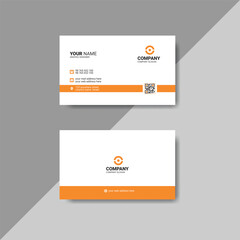 Fototapeta na wymiar Corporate modern business card template with orange color details, Simple clean visiting card layout