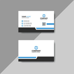 Naklejka na ściany i meble Simple clean modern business card with blue details
