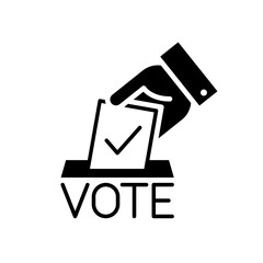 Hand voting ballot box icon, Election Vote concept, Silhouette design for web site, logo, app, UI, Vector illustration