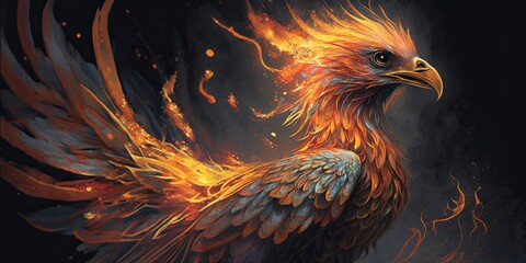 Fototapeta premium Fire phoenix. Generative AI illustration