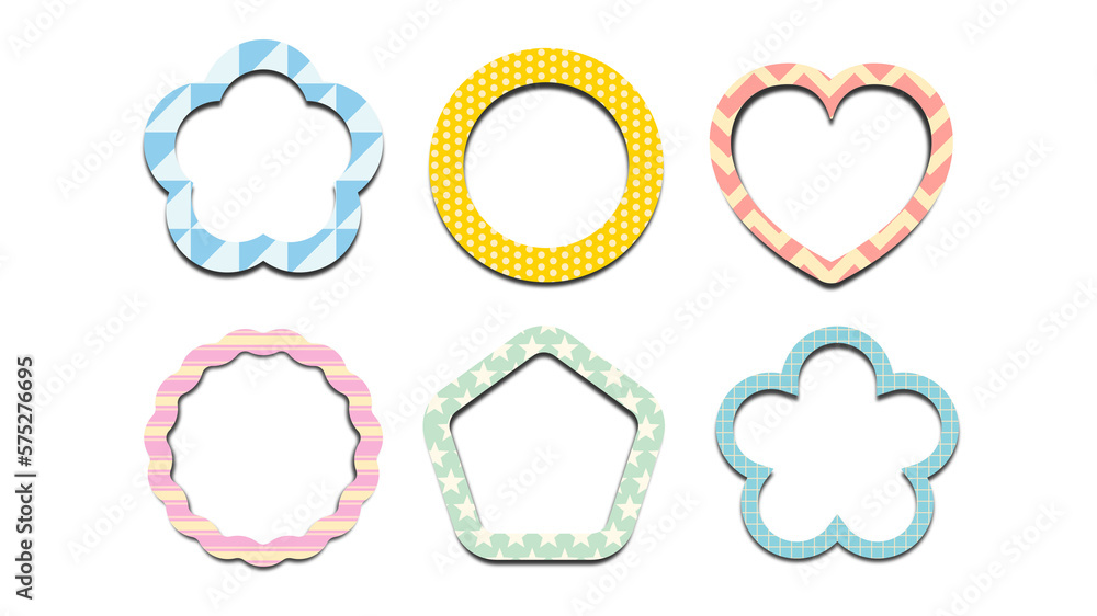 Poster set of abstract geometric frame pattern colorful element illustration transparent background