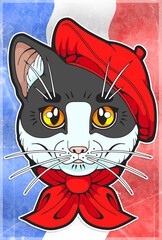 cute cat frenchie, design illustration