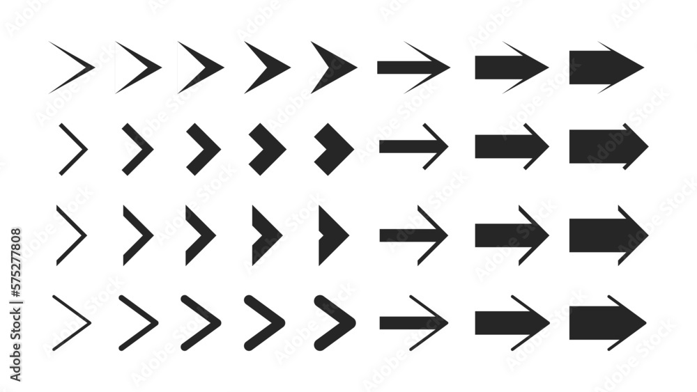 Poster arrows set vector collection. arrow icon. arrow. cursor simple arrows. on a white background vector 