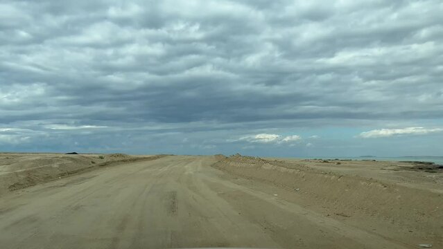 Driving through the flats in Saudi Arabia