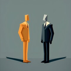 Vector Illustration of Two Professionals Meeting in Abstract Setting , Generated With Ai  Technology .