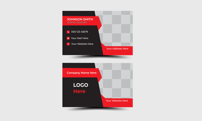 business card template. Modern Business Card Design with red and black color background