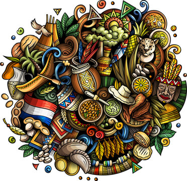 Paraguay detailed cartoon illustration