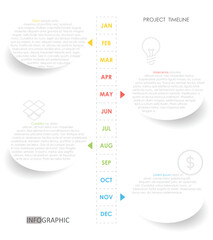 timeline Infographic template for business. 12 Months modern Timeline diagram calendar with presentation vector infographic.	