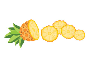 Sliced Pineapple fruit. Vector illustration cartoon flat icon isolated on white background.
