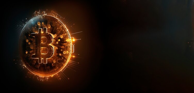 Shiny bitcoin with copy space, Bitcoin data , photo generated by IA, crypto coin