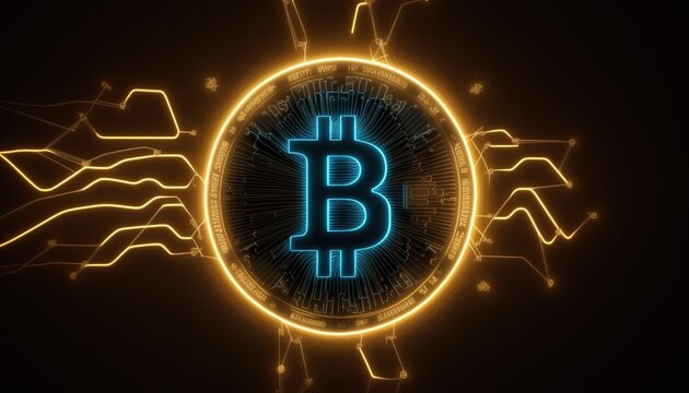 Shiny bitcoin, Bitcoin data , photo generated by IA, crypto coin