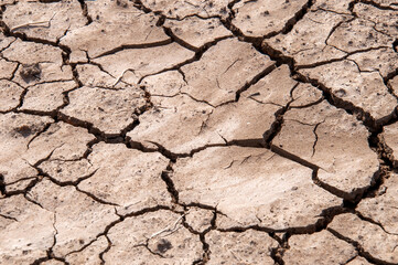 Menindee Austalia, parched cracked earth in empty dam