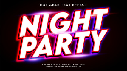Night party 3d editable text effect template