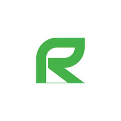letter r leaf simple geometric line logo vector - obrazy, fototapety, plakaty
