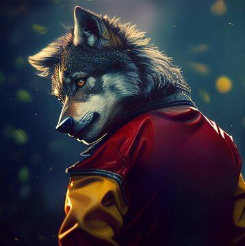 90s Wolf, Micheal Jackson Style, Ai Generated.
