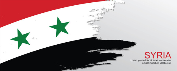 Syria flag illustration in brush stroke design