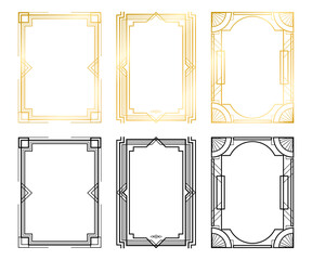 Art Deco golden and black Frame luxury golden frames luxury line illustration  © Tanatphong