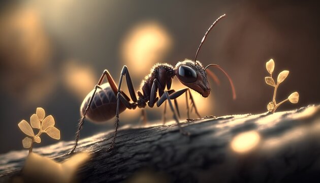 AI, ant on a branch, macro