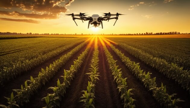 Benefits of Drones in Agriculture: Press Photo Showing Use of Drone Technology for Farmers and Industry Advantages. Generative ai illustration