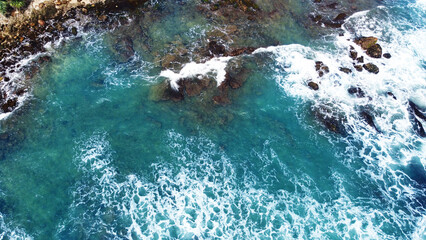 Aerial view of storm waves and ocean surface