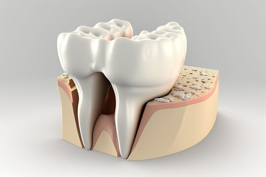 Dental bone grafting over a white background is depicted in this image. Concept for enhancing jaw bones. Generative AI
