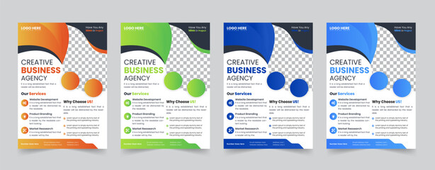 Flyer template layout design. Corporate business annual report, catalog, magazine, flyer mockup. Creative modern bright concept circle round shape