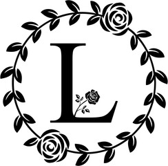 Floral Wreath Monogram Design