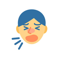 くしゃみをするアジア人男性の顔。フラットなベクターイラスト。
An Asian male's face sneezing. Flat designed vector illustration.