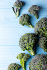 broccoli on a blue background