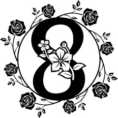 Rose Wreath Monogram Design