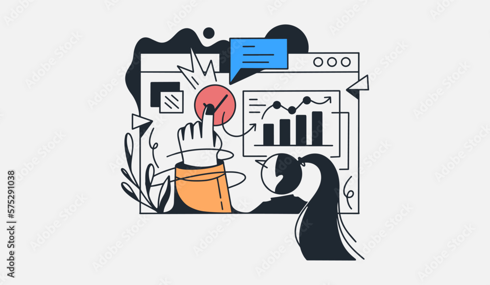 Poster flat vector design statistical and data analysis for business finance investment concept. flat vecto