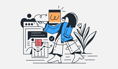 Flat vector design statistical and Data analysis for business finance investment concept. Flat vector illustration isolated on white background