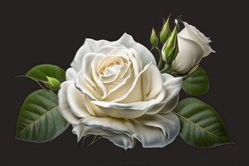 Beautiful white rose isolated for your birthday. Flower rose, black background.