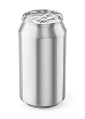 Glossy Metallic Alluminium Tin Beer Can mockup. Packaging can for drinks or soda. Isolated on white background. 3D illustration PNG