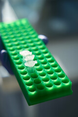 Samples of labeled biomaterial in a special laboratory unit