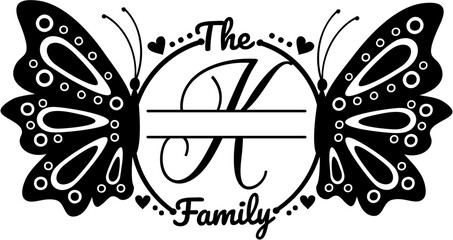 The Family Butterfly Monogram Design