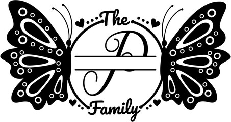The Family Butterfly Monogram Design