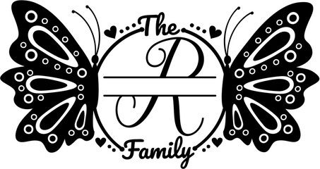 The Family Butterfly Monogram Design