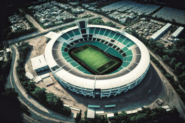 Fototapeta premium aerial view stadium - Generative AI