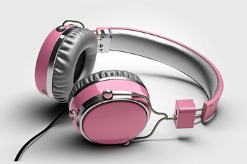 Isolated pink headphones. Generative AI
