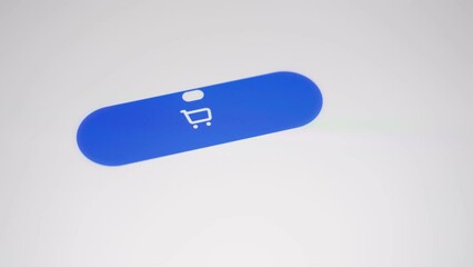 Woman pressing add to cart button. Online shopping concept.