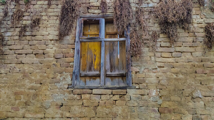 Ruins of an old brick house.