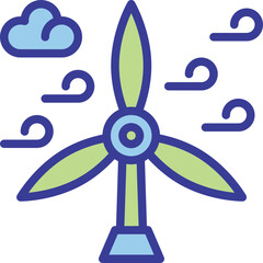 wind energy flat line style icon