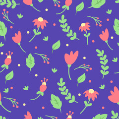 Seamless hand-drawn floral vector pattern background.