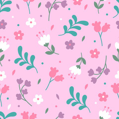 Fototapeta na wymiar Seamless hand-drawn floral vector pattern background.