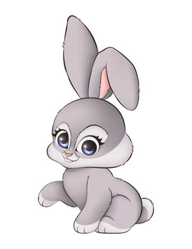 Cute bunny, rabbit character sketch in cartoon style. Illustration for children, children's design. Vector isolated illustration. Drawing of a cute bunny, rabbit.